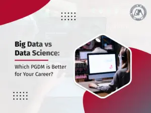 Hero banner: a person at a computer analyzing data inside a rounded hexagonal frame, with 'Big Data vs Data Science' headline.